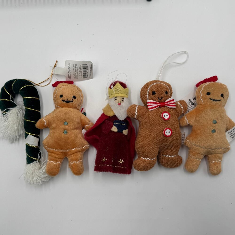 Gingerbread Plush  Candy Cane‎ Nativity Assorted Ornament Lot Holiday Decor New